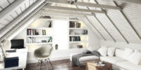 Attic Studio (black and white) - 3d visualization